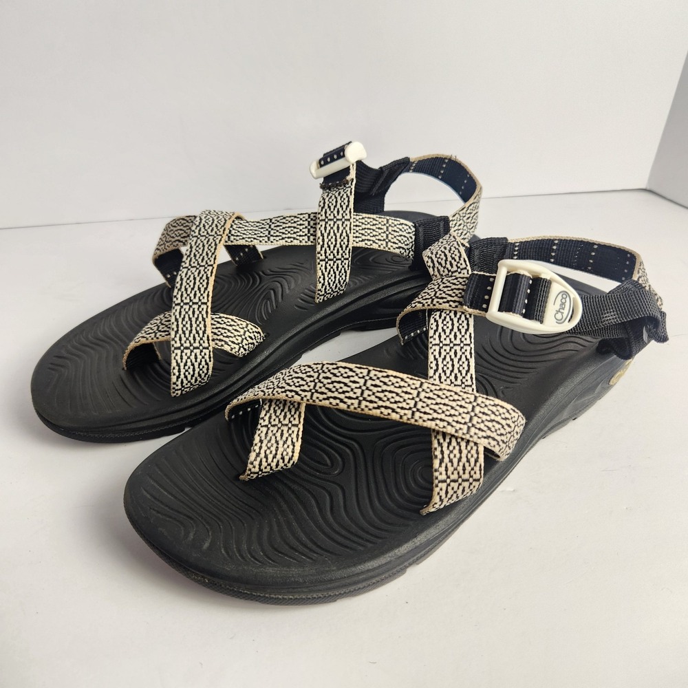 Chaco Women's Strappy Casual Sporty Waterproof Sandals White/Black Size 11 - Picture 1 of 7